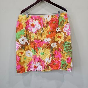 Talbots Womens Multicolor Floral Pencil Skirt Cotton Colorful Bloomcore Bohemian